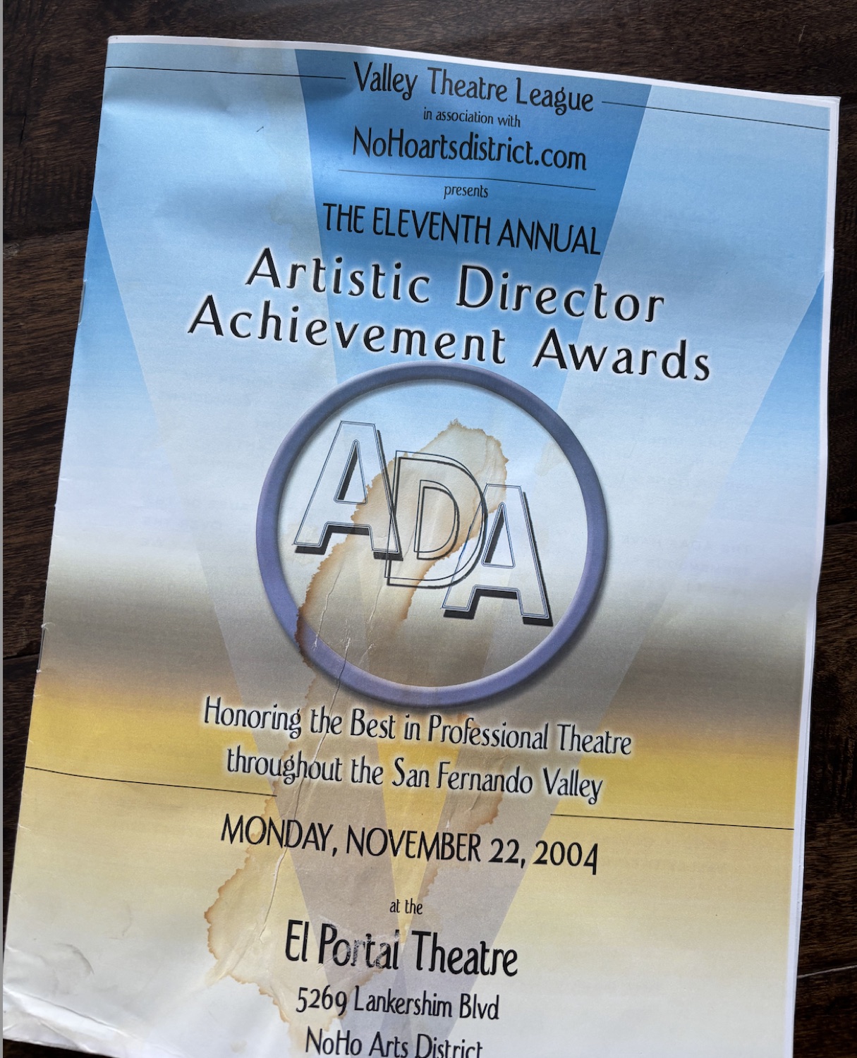 The 2004 Artistic Director Achievement Awards program cover